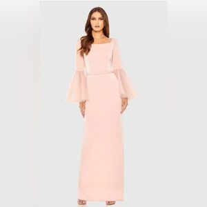 NWY Mac Duggal Flounce Sleeve Square Neck Pink Gown
